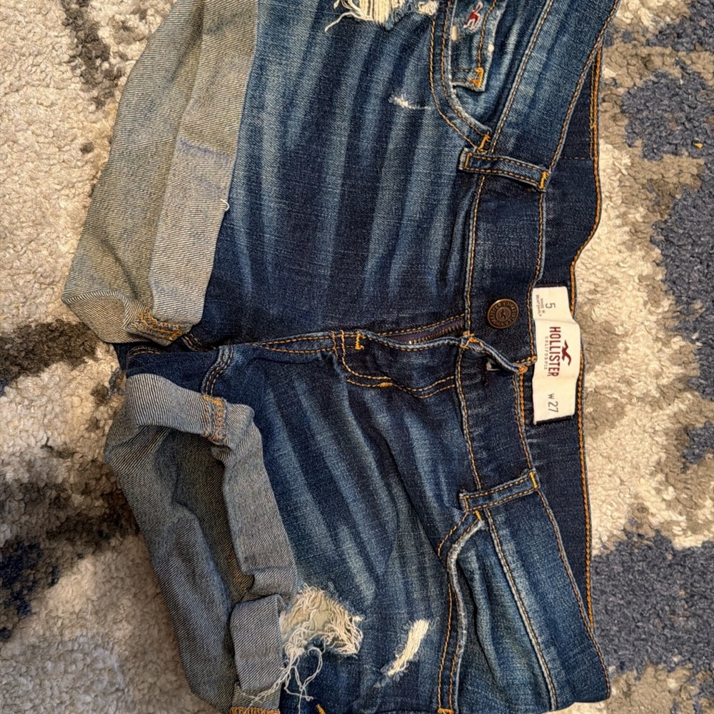 Hollister Women's Dark Blue Denim Shorts